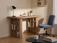 Home Office Desk ELURA 120 cm 60 cm with Shelves Light Brown_1092000