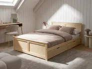 Bett mit 2 Schubladen DAUPHIN Kiefernholz Hellbraun 140 x 200 cm_1059840