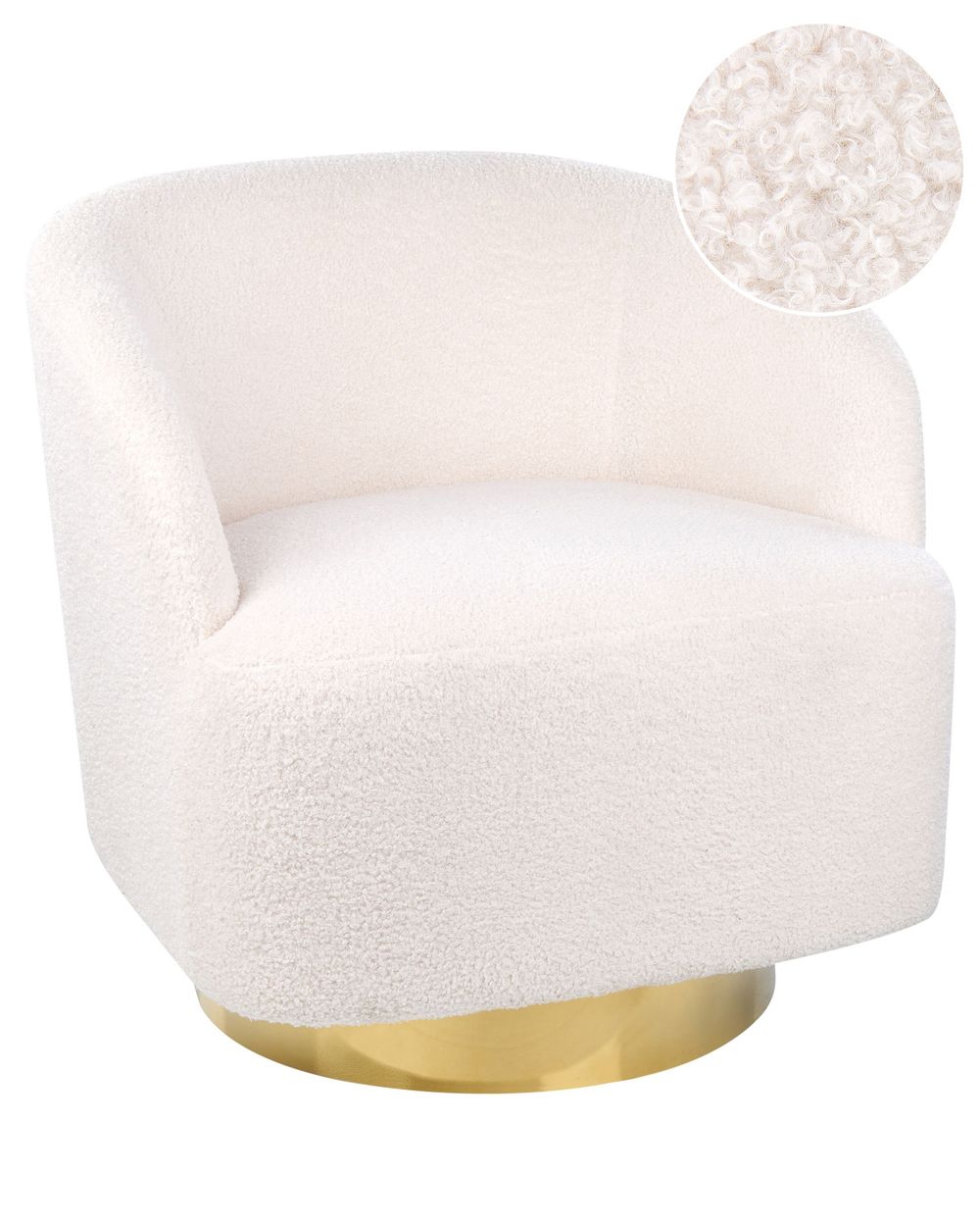 Swivel Armchair LAVIK Boucle Off-White