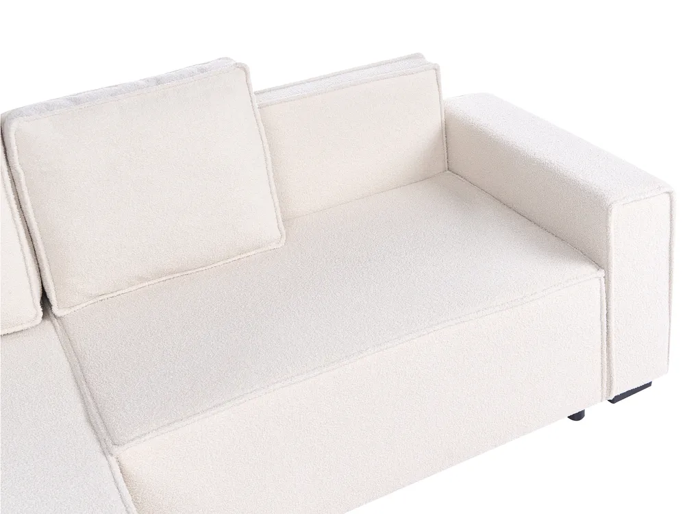 Eckschlafsofa 3-Sitzer EDANE mit Stauraum Bouclé Cremeweiß rechtsseitig_1057041