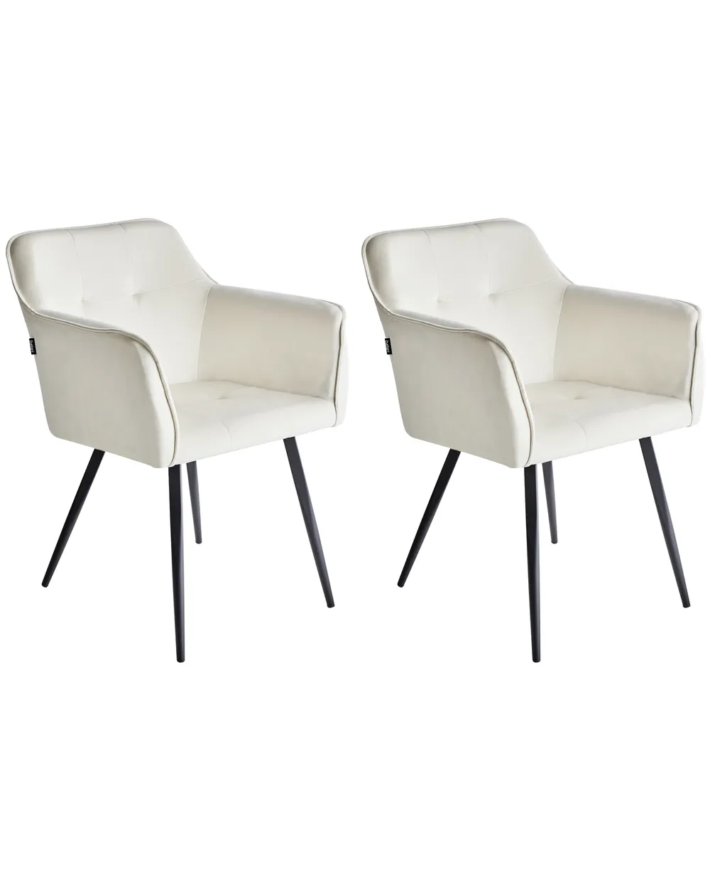 Esszimmerstuhl 2er Set JASMIN Samtstoff Hellbeige