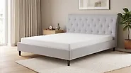 Bett mit Lattenrost Stoff SAVERNE 160 x 200 cm Hellgrau_1182305