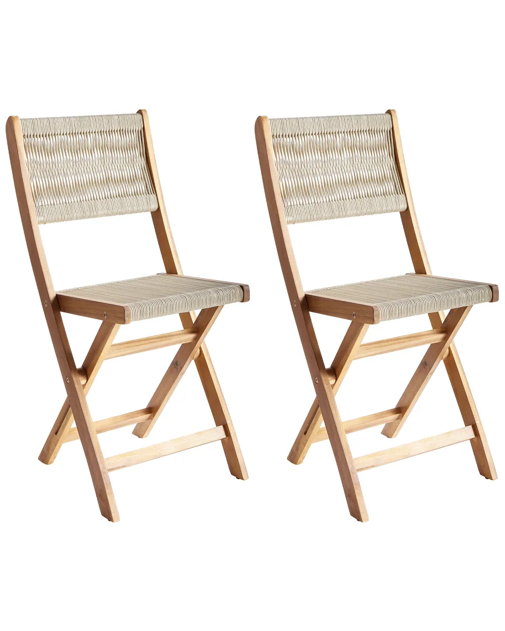 Bistro Set Folding PROSSEDI Acacia Wood Beige_956695