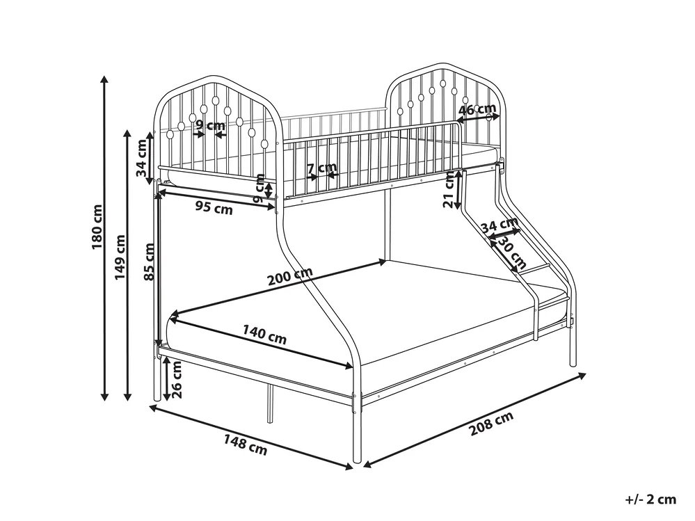 Bunk Bed Metal CHAMONIX 90/140 x 200 cm Beige_1115592