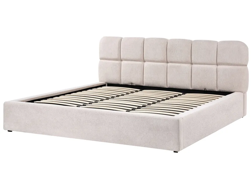 Bett mit Stauraum BASTON Stoff Hellbeige 180 x 200 cm_1055421