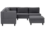Modul Ecksofa 5-Sitzer UNSTAD mit Ottomane Stoff Dunkelgrau rechtsseitig_924658