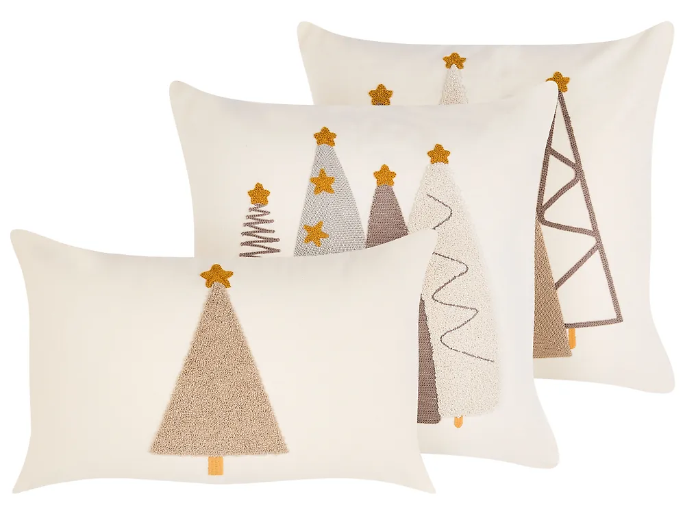 Set of 3 Decorative Cushions NOLIA 30 x 50 cm 45 x 45 cm White Christmas Motif