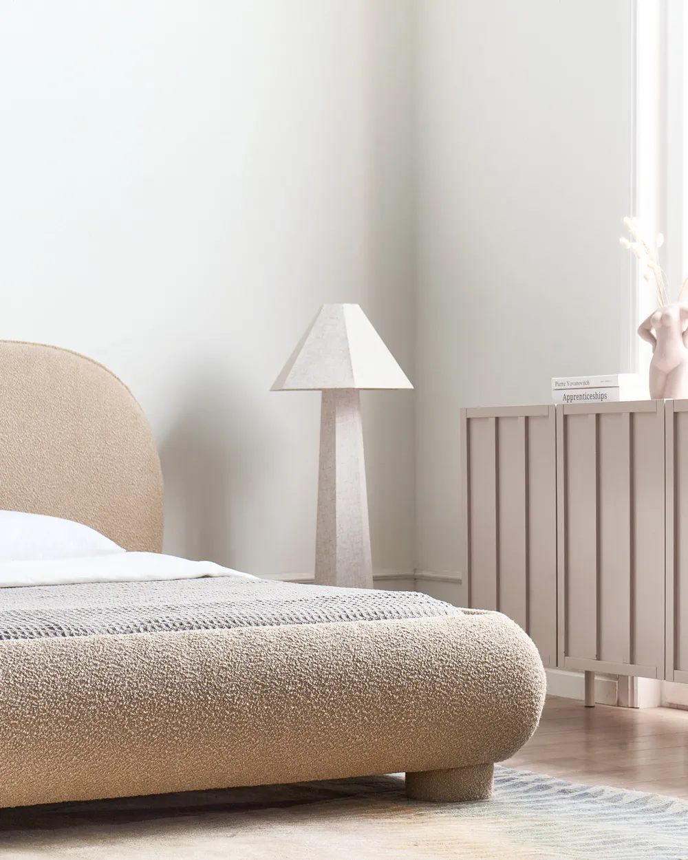 Bett mit Lattenrost Bouclé BAYEL 160 x 200 cm Taupe_1056372