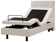 Bett verstellbar Stoff DUKE 80 x 200 cm Hellbeige_973394