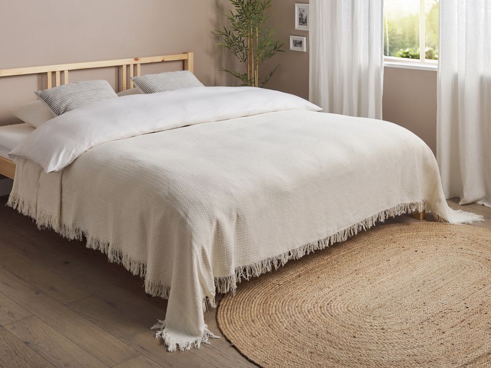 Bedspread YERBENT Cotton 220 x 240 cm Off-White