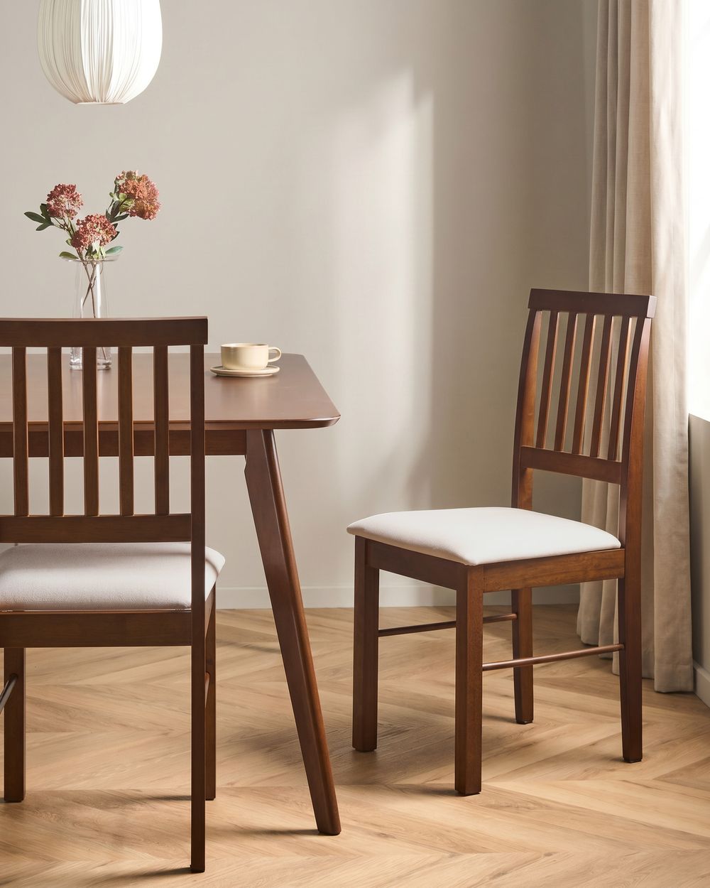 Set of 2 Dining Chairs ORONO Wood Dark Brown/ Light Beige