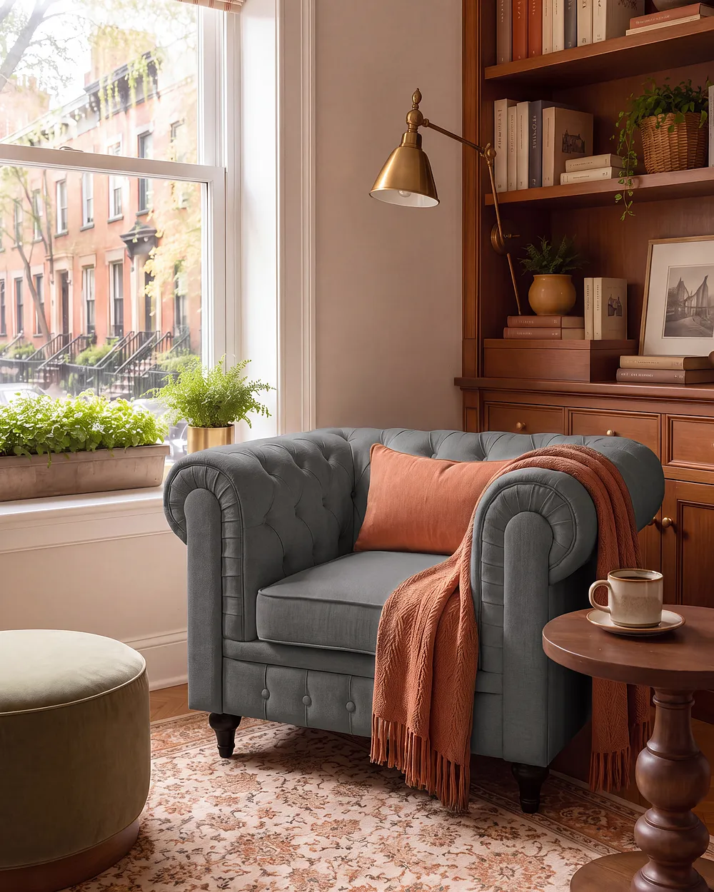 Armchair CHESTERFIELD Fabric Light Grey_1151217