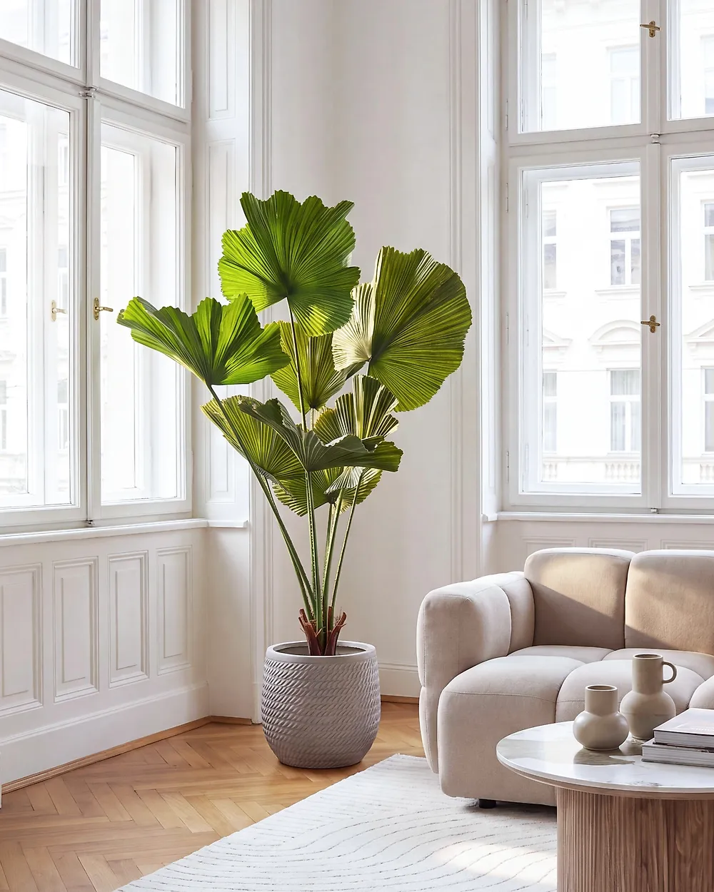 Artificial Plant RUFFLED FAN PALM 98 cm Green