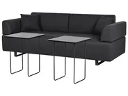 Sofa 3 Seater SOKNA with Tables Fabric Black_952869
