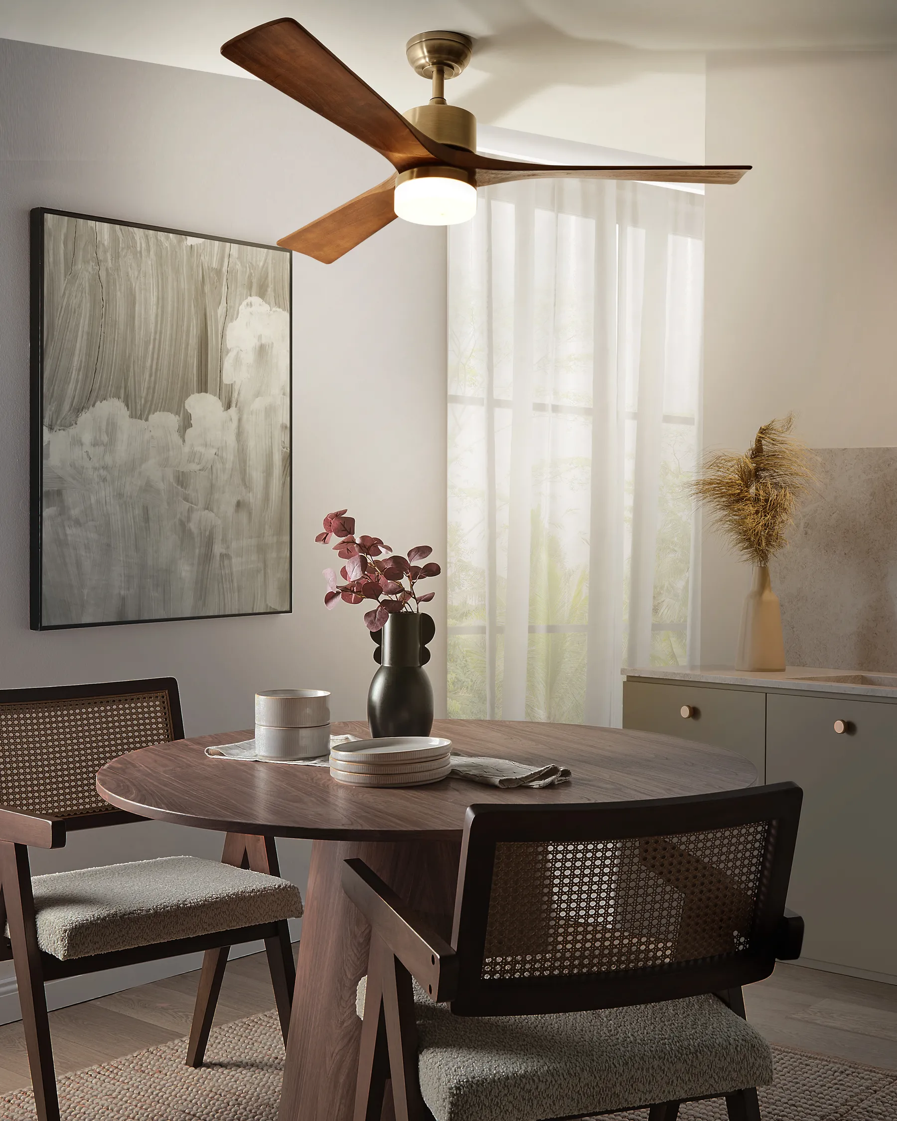 Ceiling Fan with Light ARUWIMI with Remote LED Brass_988801