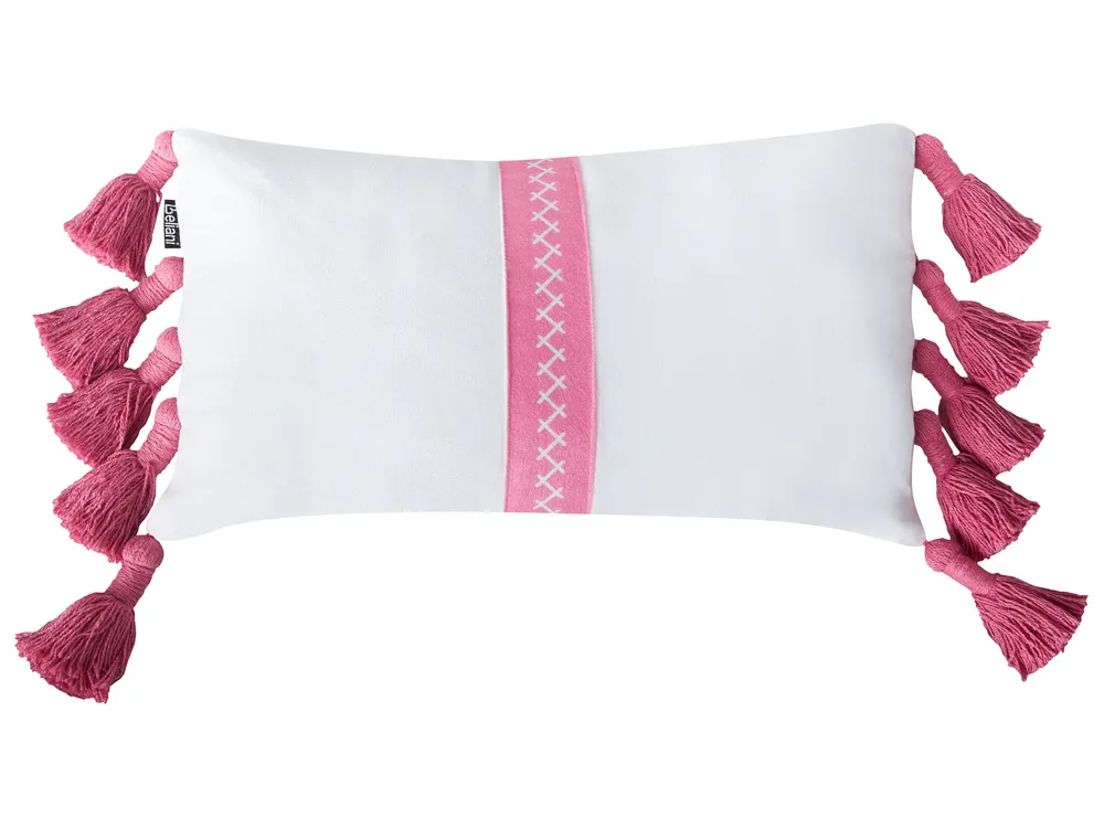 Dekokissen 2er Set LOVELY Baumwolle 30 x 50 cm Weiß Rosa_911636