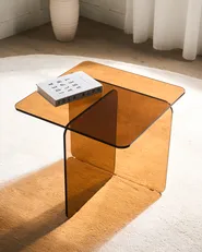 Side Table AMISK Tempered Glass Brown_1032620