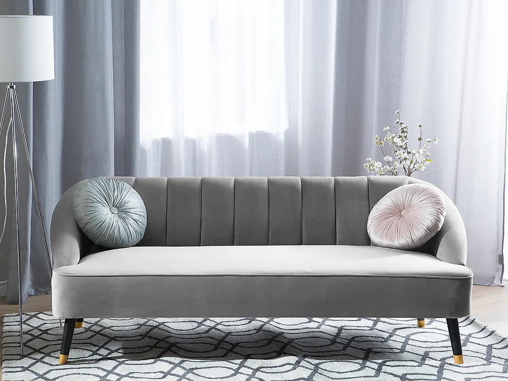 Sofa 3-Sitzer ALSVAG Samtstoff Hellgrau_1173989