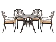 Gartenmöbel Set 4-Sitzer SALENTO inkl. Kissen Metall Dunkelbraun_979482