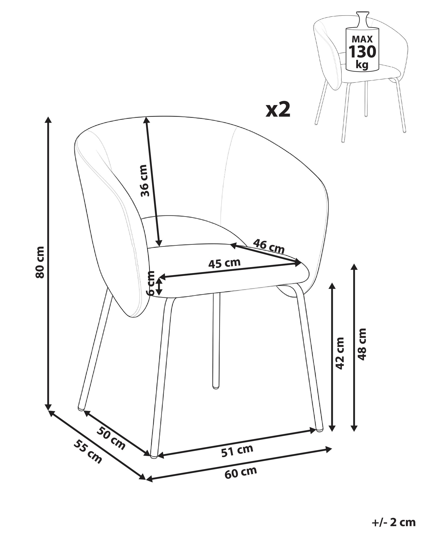Esszimmerstuhl 2er Set BLAKELY Stoff Taupe_1055403