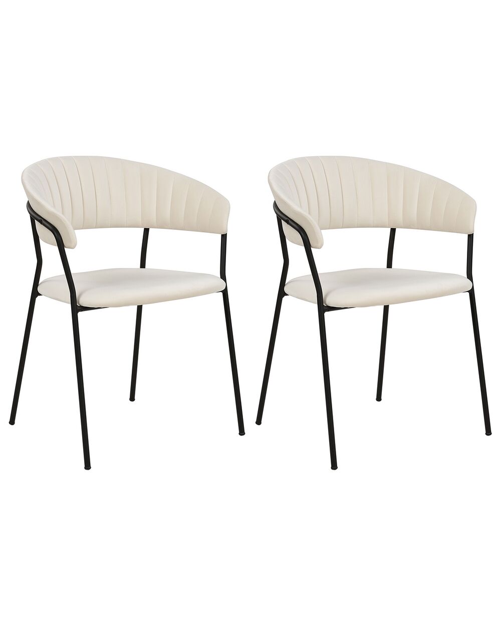 Set of 2 Dining Chairs MARIPOSA Velvet Off-White