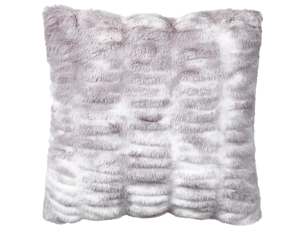 Set of 2 Decorative Cushions MACODES 45 x 45 cm Faux Fur Light Grey Solid_887744