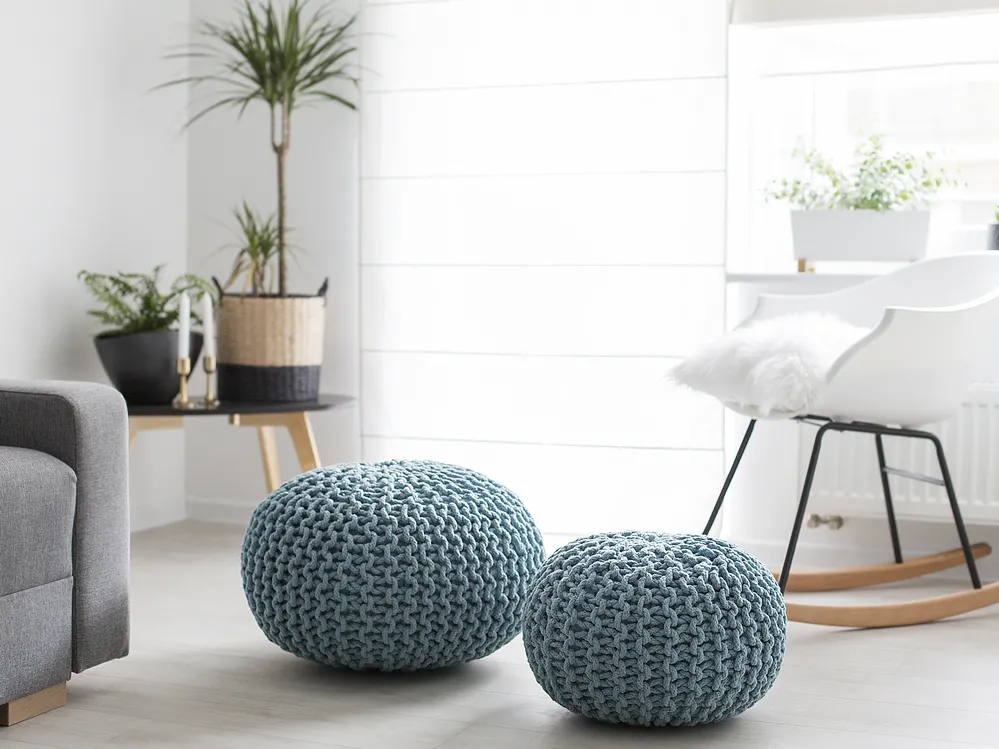 Pouf CONRAD Baumwolle Hellblau