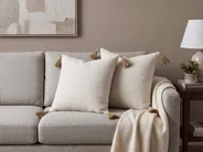 Dekokissen 2er Set AZALEA 45 x 45 cm Hellbeige Ohne Muster_769907
