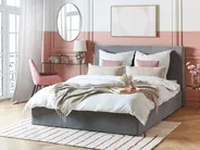 Bett mit Stauraum LORIENT Samtstoff Hellgrau 160 x 200 cm_827076