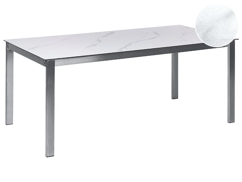 Gartentisch COSOLETO 180 cm 90 cm Glas Marmor Optik Weiß