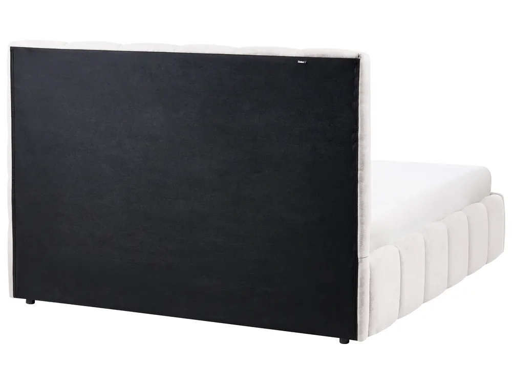Postelja s prostorom za shranjevanje VAUVERT Blago Kremasto bela 140 x 200 cm_1091175