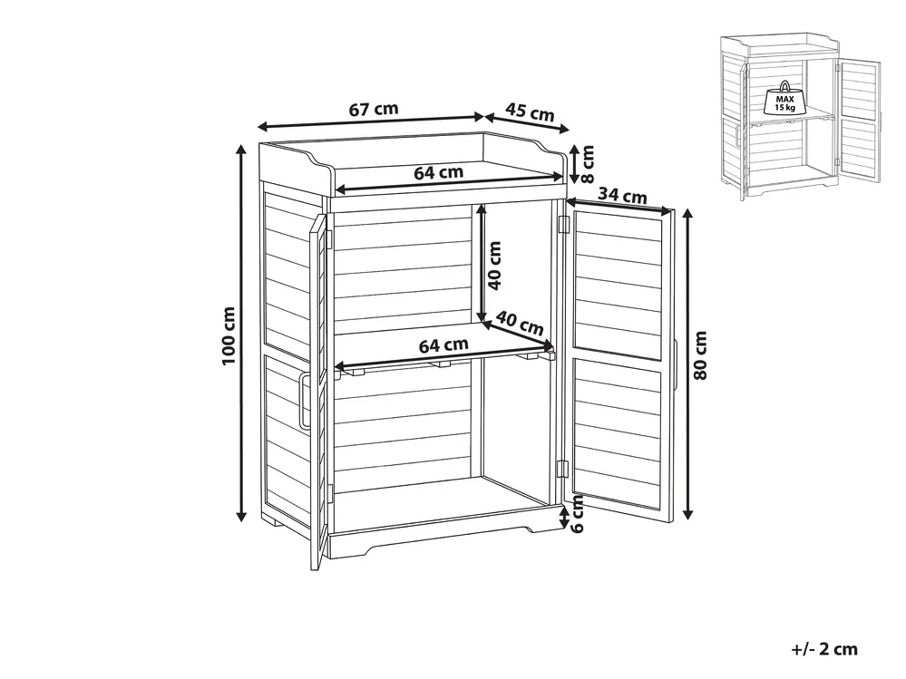 Pflanztisch TEREVILLE 67 cm 100 cm Tannenholz Braun_1041658