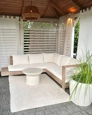 Garten Ecksofa 5-Sitzer MARETTIMO zertifiziertes Akazienholz Cremeweiß linksseitig_1160898