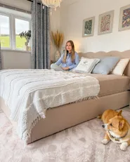 Bett mit Stauraum NANTERRE Bouclé Beige 160 x 200 cm_1176746