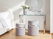 Set of 2 Storage Pouffes CAMDENTON Velvet Light Grey_1186023