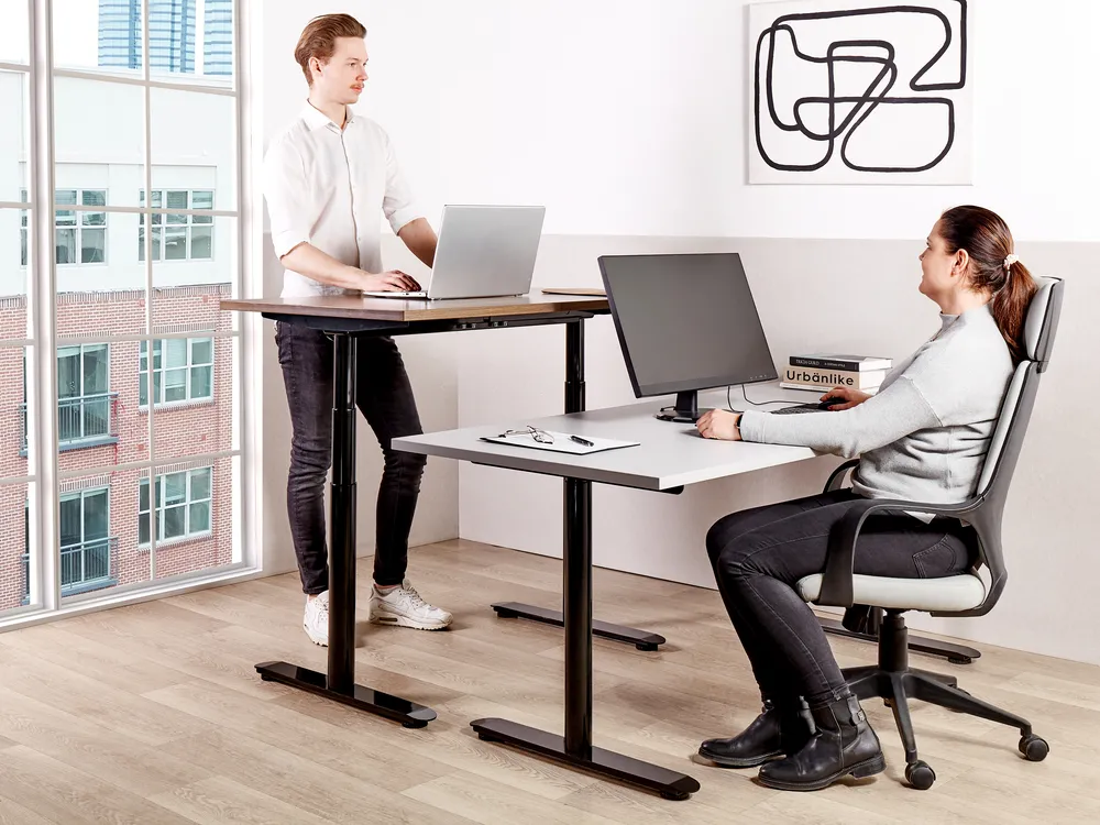 Schreibtisch elektrisch höhenverstellbar DESTINAS 120 cm 72 cm Grau / Schwarz