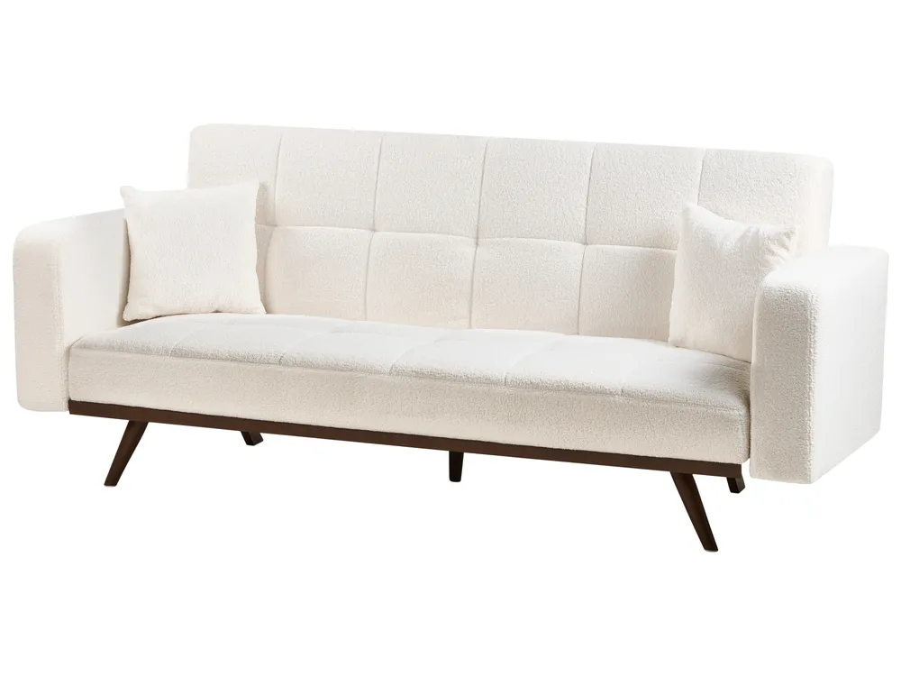 Schlafsofa 3-Sitzer HJULBY Bouclé Cremeweiß_1030254