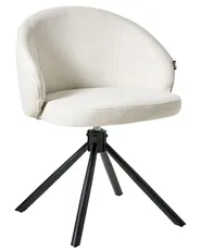 Set of 2 Dining Chairs Swivel OVALO Fabric Off-White_993073