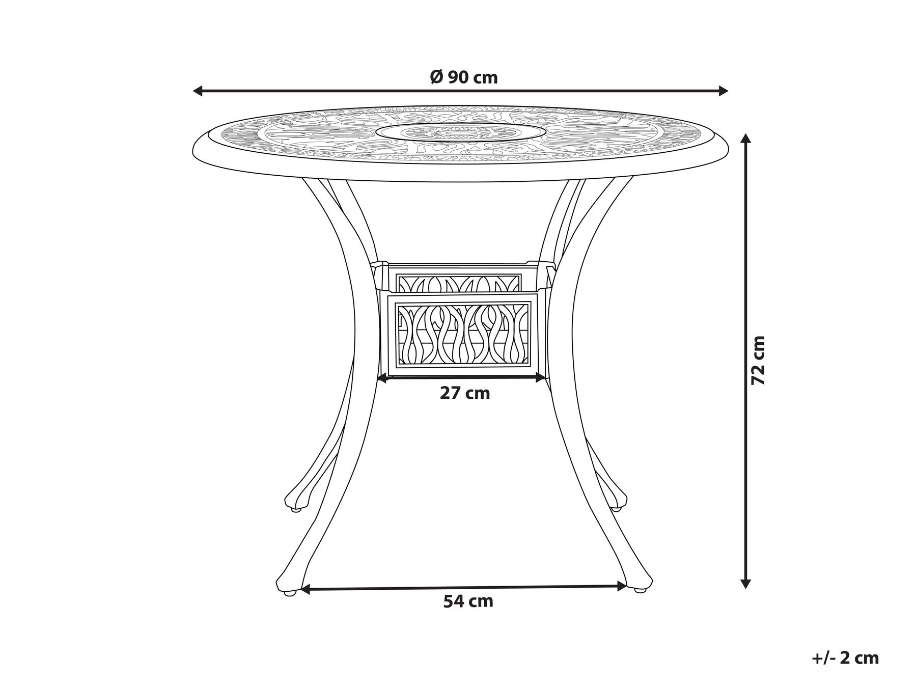 Gartentisch für 4 Personen ANCONA 90 cm 90 cm Metall Dunkelbraun_765594