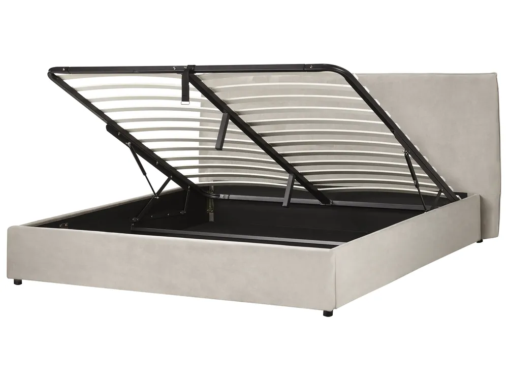 Ottoman Bed LAVAUR Velvet Taupe 180 x 200 cm (EU Super King)