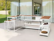 Outdoor-Küche mit Spüle AVETRANA Braun / Weiß Metall_1055886