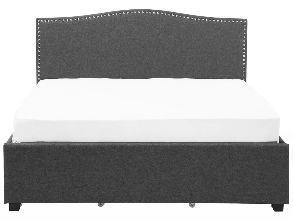 Bed with Storage Drawers MONTPELLIER Fabric Dark Grey 180 x 200 cm (EU Super King)_709554