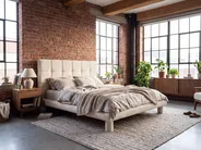 Bed Boucle CRESSAT 140 x 200 cm (EU Double) Off-White_1150971