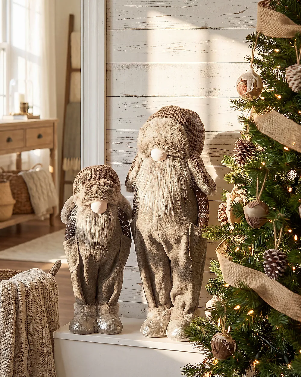 Weihnachtsdekoration 2er Set PAROLA 39/54 cm Zwerg Braun