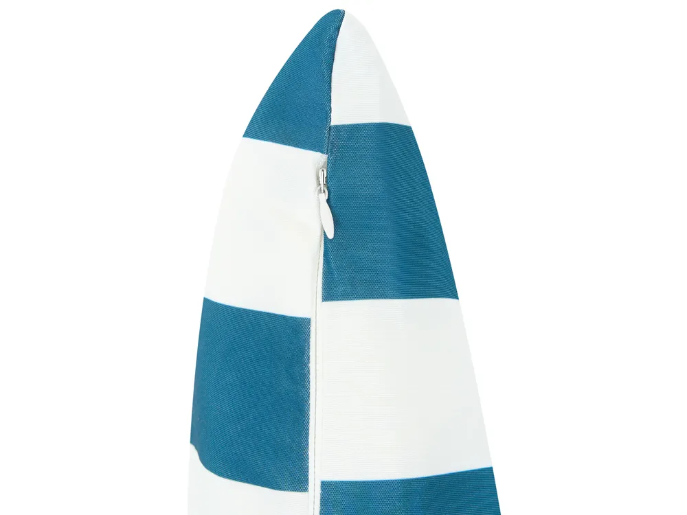 Set of 3 Outdoor Cushions BASSWOOD Geometric Pattern 45 x 45 cm White/ Blue_1124662