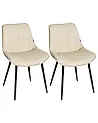 Esszimmerstuhl 2er Set DUBROVNIK Kunstleder Hellbeige