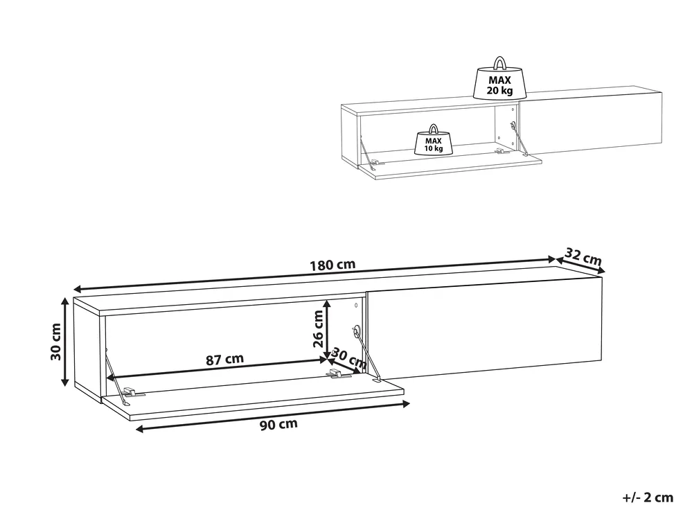 Wall Mounted TV Stand GLADSTONE Brown/ White_973548