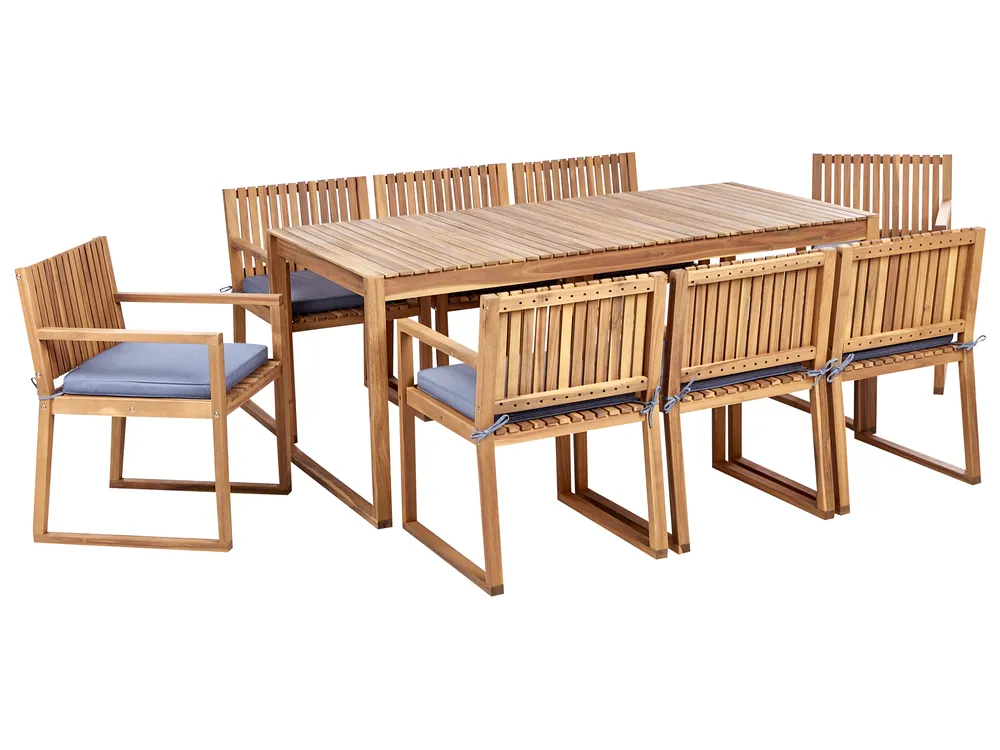 Gartenmöbel Set 8-Sitzer SASSARI II inkl. Kissen zertifiziertes Akazienholz Blau