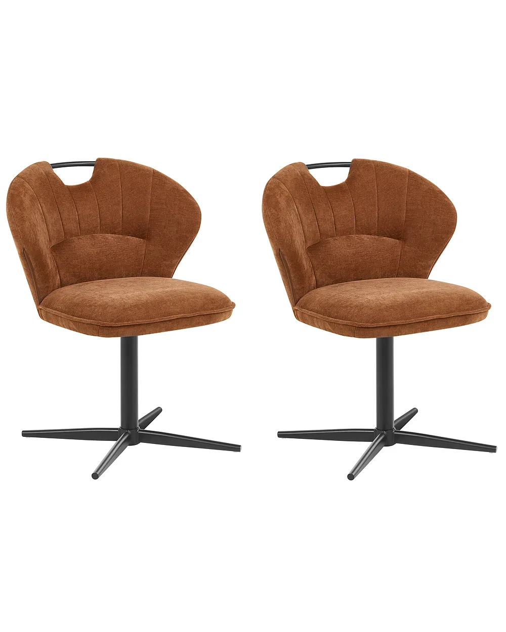 Set of 2 Chairs Swivel WORCESTER Chenille Golden Brown_1161664