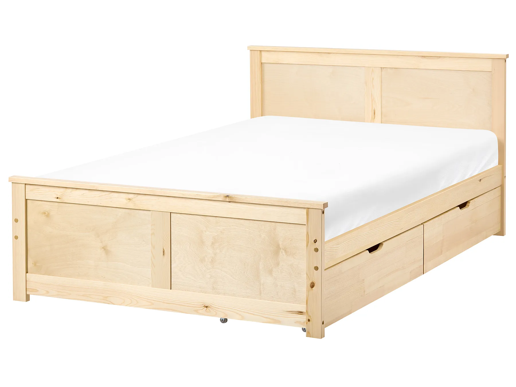 Bed with 2 Drawers DAUPHIN Pine Wood Light Brown 120 x 200 cm (EU Small Double)_1059801